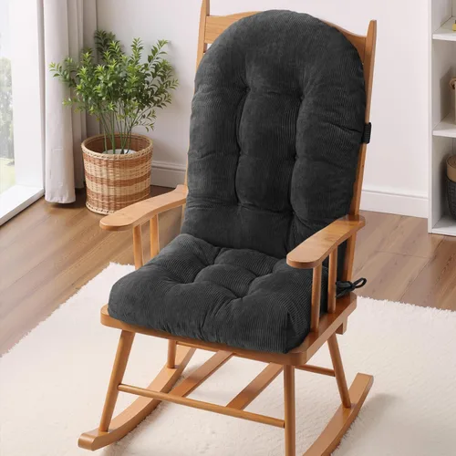 Vista 30 de Cojín para Silla Mecedora - Tela de Chenilla, Esponja de Alta Densidad, Almohadillas de Asiento Copetudas Antideslizantes y Duraderas con Lazos