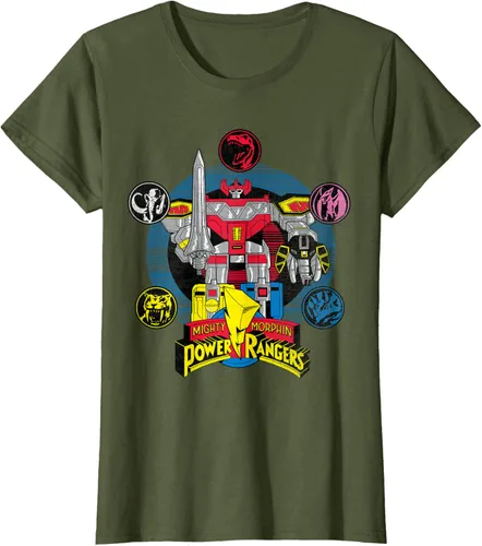 Vista 58 de Power Rangers Camiseta Megazord Asfalto