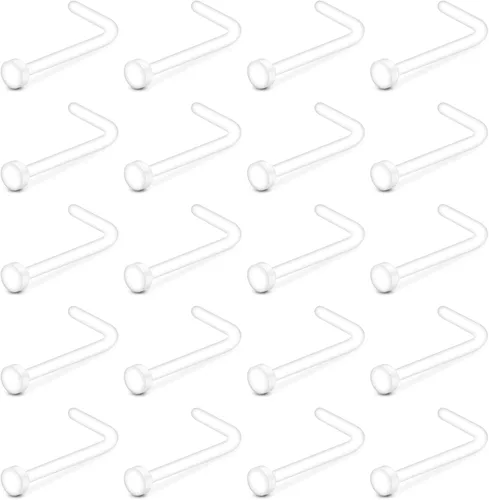 Vista 3 de Anicina Anillos y Studs Transparentes para la Nariz para el Trabajo Retenedor de Piercing Transparente de Herradura Retenedor de Tabique de Plástico