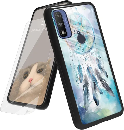 Vista 11 de Funda para Motorola Moto G Play 4G 2024 con protector de pantalla, parte trasera de vidrio templado + funda de silicona suave TPU absorción