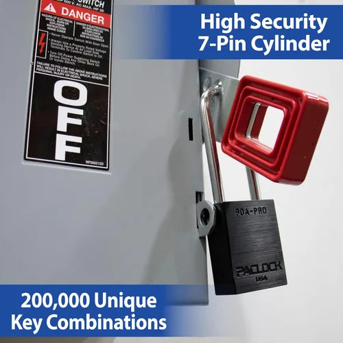 Vista 2 de PACLOCK Candado de la serie 90A-PRO, compre American Act obediente, aluminio anodizado marrón, cilindro de 7 pines de alta seguridad con 1 llave por