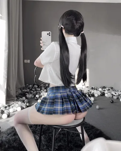 Vista 3 de LureZone Uniforme de colegiala japonesa sexy anime Cosplay ropa interior bikini con mini camisa y falda plisada