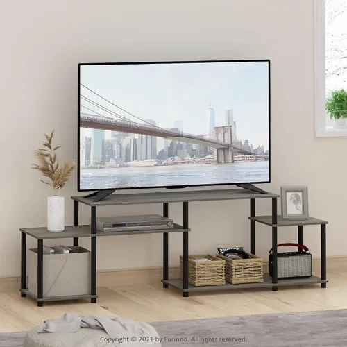 Vista 90 de Furinno 11191BK THE Centro de Entretenimiento Soporte para TV, Negro