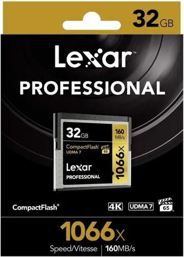 Vista 3 de Lexar tarjeta de video CompactFlash, profesional, 1066x, 16GB, VPG-65, Negro, Dorado