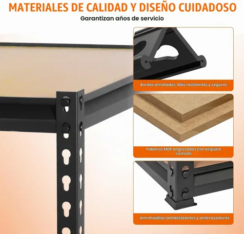Vista 6 de Big RED Estantería de almacenamiento, 5 niveles ajustables, estantes de garaje de metal resistente/estante de utilidad para cocina, despensa