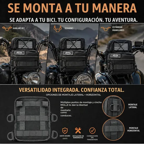 Vista 4 de POWERSPORT RX - Bolsa para manillar de motocicleta, bolsa Harley Molle