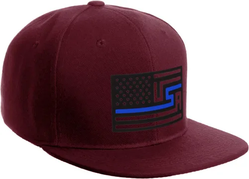 Vista 31 de I&W Hatgear Bandera de Rediseño de Estados Unidos Delgada Azul Línea Roja Soporte American Servicemen Sombrero El Snapback Línea Azul Delgada