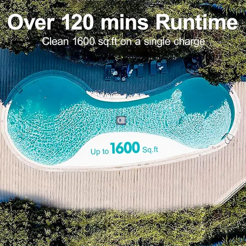 Vista 6 de VOXIV Aspiradora robótica inalámbrica para piscina, limpiador de piscina con unidad de oruga y navegación inteligente, escalada en pared y línea