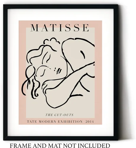 Vista 5 de Sage Light Design Co Matisse - Póster de exposición de la mujer dormida 11 x 14 pulgadas, sin marco, abstracto, rosa, neutro y blanco, minimalista