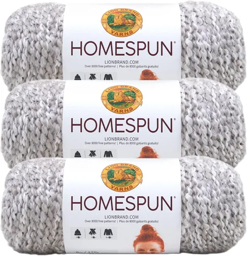 Vista 42 de Lion Brand Yarn Hilo Homespun, Hilo Suave y Voluminoso para Tejer, Ganchillo y Manualidades, 1 paquete, Beachside Stripes