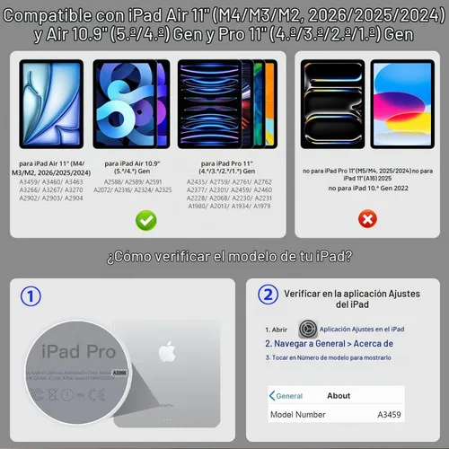 Vista 2 de Funda para teclado para iPad Air 11/Pro 11 (1-4), trackpad de Negro