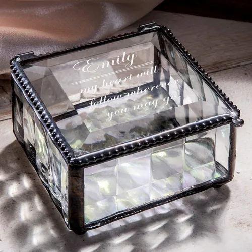 Vista 3 de Joyero personalizado decorativo para tocador, organizador de almacenamiento, regalo de recuerdo para amiga, hija, hermana, niña, mujer, decoración