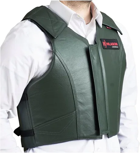 Vista 8 de HILASON Chaleco de seguridad para montar toros - Cuero protector marrón Chaleco de rodeo unisex para hombres y mujeres