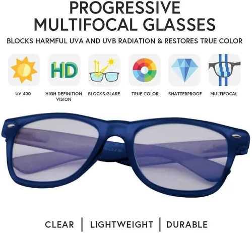 Vista 3 de VITENZI Gafas de lectura progresivas para mujeres y hombres, multifocales para computadora con lentes de bloqueo de luz azul Rimini