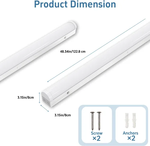 Vista 7 de Lámparas LED de 4 pies para tienda de 40/30/20 W, tira LED de 4 pies de iluminación 3/4/5000K ajustable, luces lineales LED comerciales