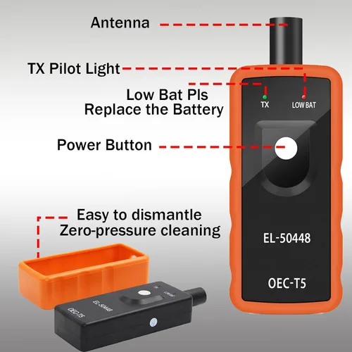 Vista 4 de TPMS Herramienta de reaprendizaje para GM, EL-50448 Herramienta de reinicio de activación del sensor de presión de neumáticos, accesorio