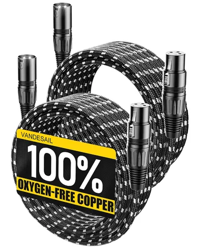 Vista 17 de Cable corto XLR, cable de micrófono de 1 pie, paquete de 2 unidades, toda la longitud de 6 pulgadas a 100 pies, cable de micrófono equilibrado