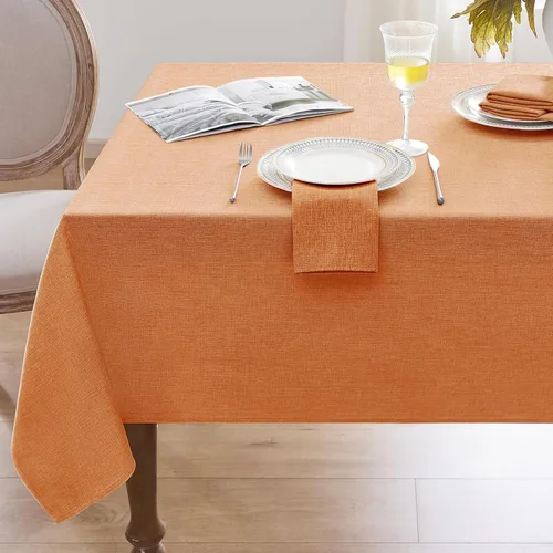 Vista 9 de Softalker Mantel pequeño rectangular con textura de lino de 52 x 70 pulgadas, para exteriores, resistente a las manchas y a las arrugas, decorativo