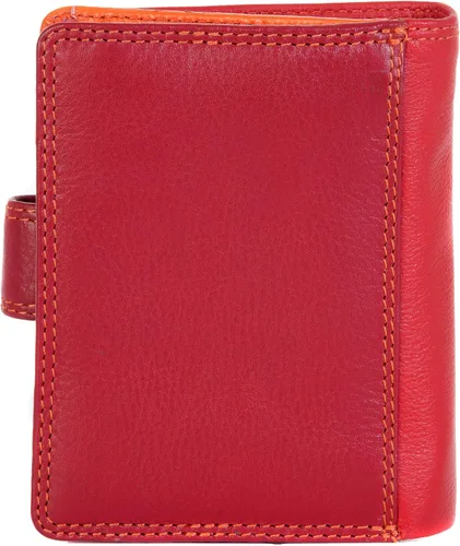 Vista 2 de RB40 Cartera y monedero de cuero suave pequeño multicolor para mujer, Rojo
