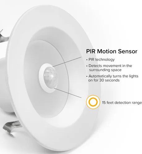Vista 4 de Maxxima Retrofit LED PIR Sensor de Movimiento Downlight - 1000 lúmenes, 9 vatios, 5 CCT 2700K/3000K/3500K/4000K/5000K, lámpara de iluminación
