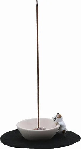 Vista 5 de Newwe Soporte para incienso de resina, quemador de incienso para gatos pequeños, mini estatua de animal lindo quemador de incienso para el hogar