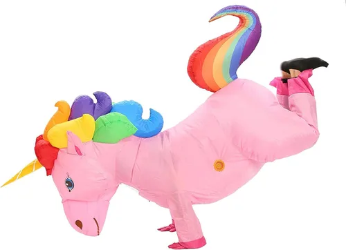 Vista 3 de JYZCOS Adult Size Unicorn Inflatable Costume for Halloween Party Full Body Unisex Blowup Suit