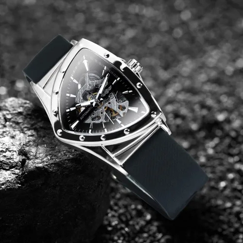 Vista 2 de Caluxe Reloj de pulsera mecánico automático de esqueleto militar para hombre, Mecánico