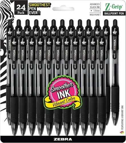 Vista 23 de Zebra Pen Z-Grip - Bolígrafo retráctil de punta media, 3/64 pulgadas, tinta negra, 12