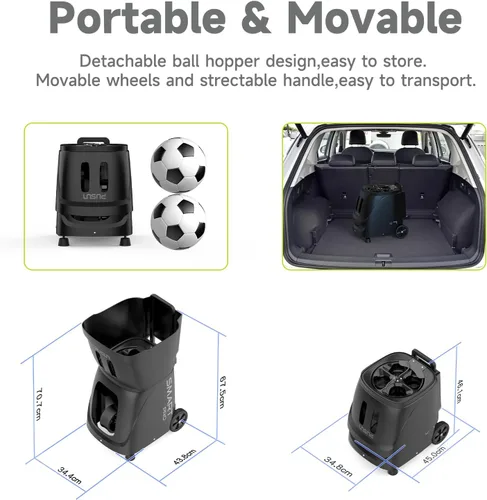 Vista 7 de PT-Smart Pro - Máquina de pelotas de tenis, lanzador de pelotas de tenis de pádel con control de aplicación/control remoto/iWatch, capacidad de 115