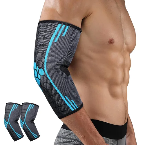Vista 9 de Codera de compresión para codo, codera, coderas, coderas de tenista para hombres y mujeres, codo para tendinitis y codo de tenista (S, negro)