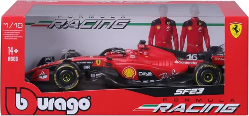 Vista 6 de May Cheong B18-16812L Bburago Formula 1 Ferrari SF-23 Leclerc con casco 2023 Die Cast Car, rojo