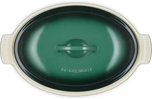 Vista 3 de Le Creuset Cazuela ovalada cubierta Heritage Stoneware, 4 cuartos de galón (14"), Artichaut
