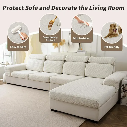 Vista 5 de Fundas de cojín para sofá seccional, fundas elásticas para sofá modular en forma de L, funda de cojín lavable, fundas de asiento suaves