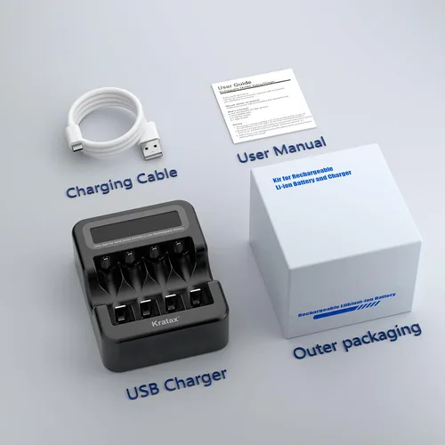 Vista 6 de Kratax Cargador de batería inteligente para baterías de litio recargables AA o AAA de voltaje constante de 1.5 V, 2.5 h de carga rápida, no para uso
