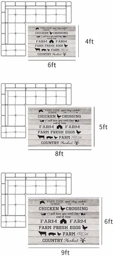 Vista 2 de Outdoor Rugs for Patio 5x8ft,Farm Animal Chicken Pig Cow Horse Indoor Outdoor Area Rug Floor Carpet Washable Camping Mats for Deck Backyard Porch