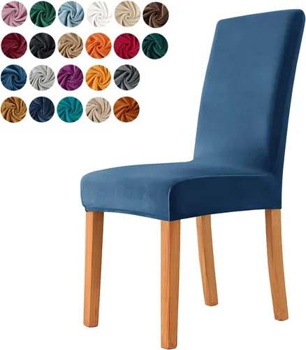 Vista 21 de Juego de 6 fundas para sillas de comedor, fundas elásticas de terciopelo para sillas de comedor, extraíbles y lavables, fundas protectoras