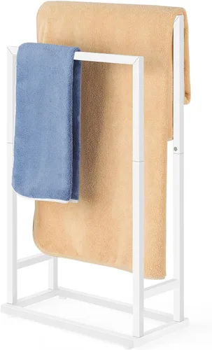 Vista 8 de Toalleros independientes de 2 niveles para toallas pequeños para baño, color negro mate, de acero inoxidable, toallero industrial para toallas