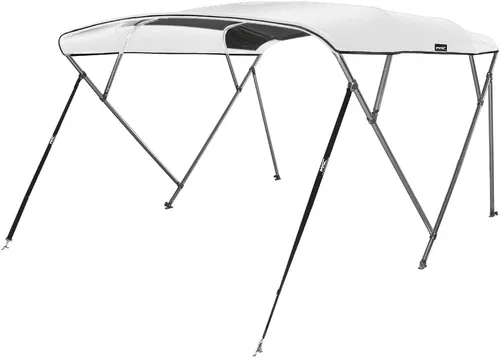 Vista 17 de MSC - Toldo superior de barco de 3 y 4 arcos, poliéster teñido en solución 600D, incluye 2 postes de soporte y 4 correas ajustables Beige