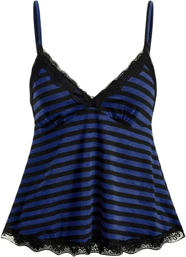 Vista 25 de SOLY HUX Tops tipo babydoll a rayas con encaje Y2K para mujer Negro (Black Polka Dots)