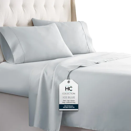 Vista 10 de HC COLLECTION Juego de sábanas para cama individual con 1 funda de almohada, sábanas de microfibra cepillada de 1800 hilos de lujo hotelero Serie