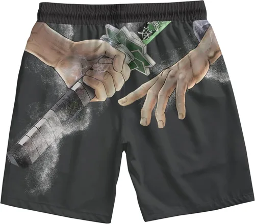 Vista 3 de DrawyMe Pantalones cortos de anime Sanemi V2, pantalones cortos de anime Kimetsu No Yaiba, pantalones cortos de anime para hombre