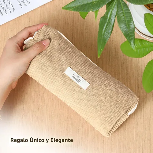 Vista 2 de Bolsa para Lápices Estuche para Bolígrafos, Organizador Pequeño de Pana Suave para Lápices con Cremallera, Lindo Estuche para Lápices Artículos