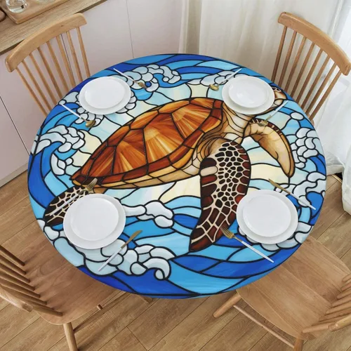 Vista 59 de Decorative Round Tablecloth Fitted Elastic 26" - 30" Butterfly Waterproof Table Cloth Cover Stretch Table Pad Cover for Parties Weddings Banquet
