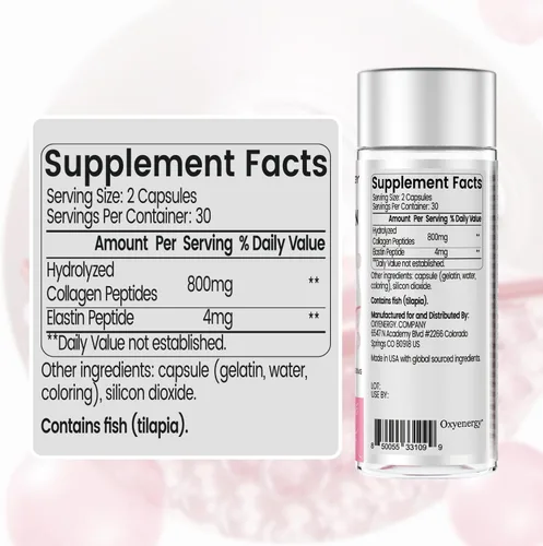 Vista 5 de OxyEnergy Suplemento NAD 1550 mg y péptidos de colágeno 800 mg