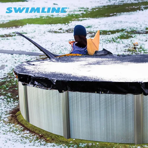 Vista 9 de Swimline Hydrotools Super Guard - Cubierta resistente de 31 pies, de color azul/negro, con cabrestante y cable, protección ultravioleta