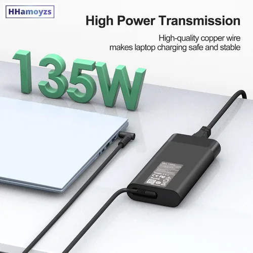 Vista 2 de Cargador para portátil de 135 W compatible con HP Spectre x360 15 15T 16, Pavilion Gaming 15 16 17 15-ec0751ms, Omen 15 G5 G6 17 Envy 13 14 15 16