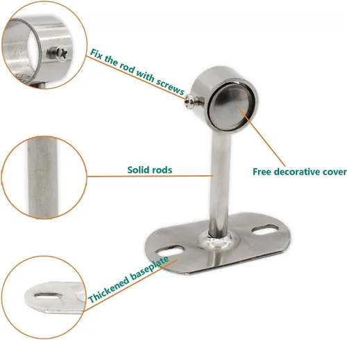 Vista 5 de Paquete de 2 soportes de montaje en techo, soporte de tubo de acero inoxidable para armario, soporte de tubería de techo, cortina de ducha, armario