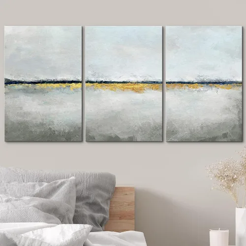 Vista 421 de wall26 Lienzo enmarcado para pared, juego de arte de acuarela pastel, paisaje rural, ilustraciones con formas abstractas, arte moderno, decorativo