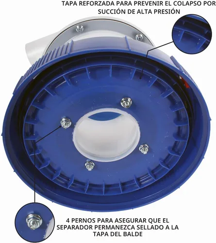 Vista 2 de Separador de Polvo Quick Click Ensamblado con Recipiente de Recolección de 5 Galones con Bloqueo y Juego de Adaptadores Quick Click