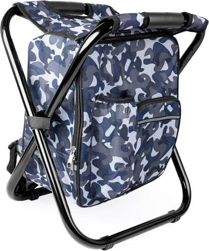 Vista 21 de Kikerike Silla enfriadora de taburetes tipo mochila resistente de 200 libras de carga máxima, portátil, ligera, plegable, para pesca, camping, caza